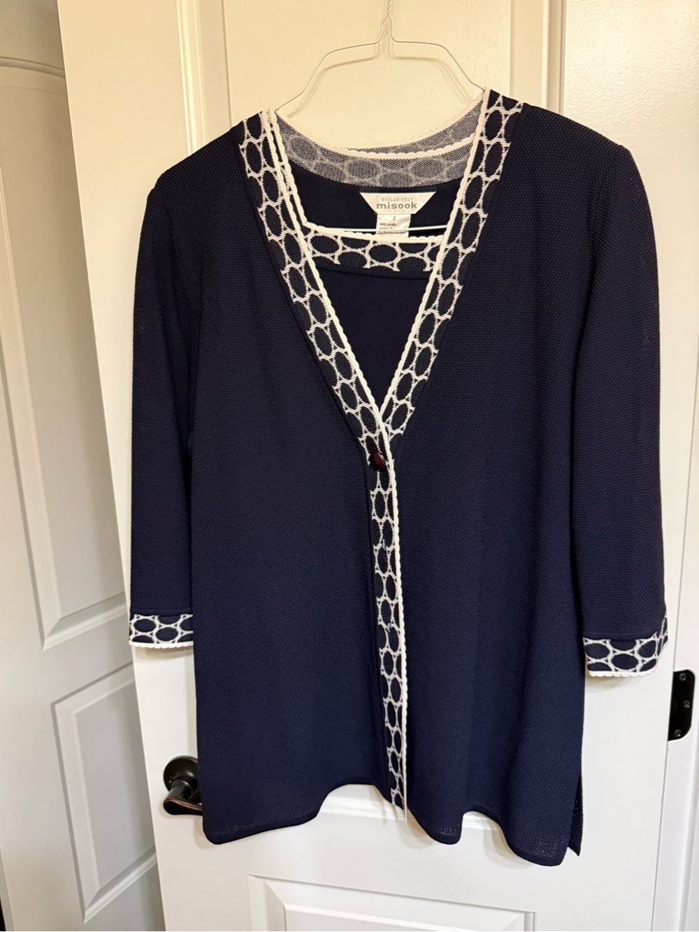 Misook Women's Black and Cream Cardigan Shirt Set